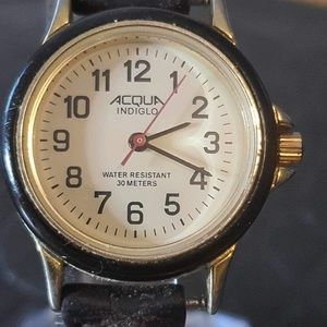 🦋10/$20🦋 Acqua Goldtone/Black Leather Women's Watch